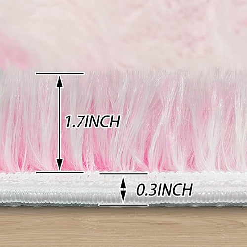 5 ft Pink Fluffy Round Rugs for Girls Bedroom,Plush Circle Area Rugs for Living Room Cute Shaggy Circular Carpet Furry for Dorms Nursery Rooms Kids Unicorn Room Decor Aesthetic Baby Play Mat