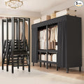 FPIGSHS Heavy Duty Clothes Rack with Cover Foldable Covered Clothes Rack for Hanging Clothes portable Wardrobe Closet System Freestanding Coat Storage Garment Racks for bedroom (black, 66.1in)