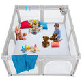 Todale Baby Playpen - 79 x 70 in, Gray - Foldable & Collapsible Playpen Yard with Mesh Panels & Safety Gate - Adjustable Extra Large Play Area for Babies & Toddlers
