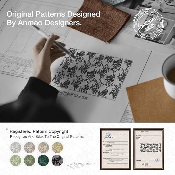 Anmao Vintage White Lace Curtains 90 Inches Long 2 Panels Set, Romantic Elegant Light Filtering Semi Sheer Floral Thick Lacy Curtain Drapes for Living Room and Bedroom, Each Panel 55W x 90L, Off White