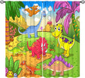 Cute Dinosaur Curtains, Colorful Cartoon Dino Pattern Blackout Window Treatments, Rod Pocket Thermal Insulated Drapes 2 Panel Sets for Kids Bedroom Nursery Classroom, 55" W X 63" L