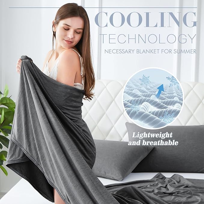 Cooling Blanket for Hot Sleepers Night Sweats Queen Size Cool Summer Blanket 79 X 86in Japanese Q-Max>0.5 Arc-Chill Cooling Fiber Keep Adults/Children Cool All Night Soft Breathable All-Season-Black