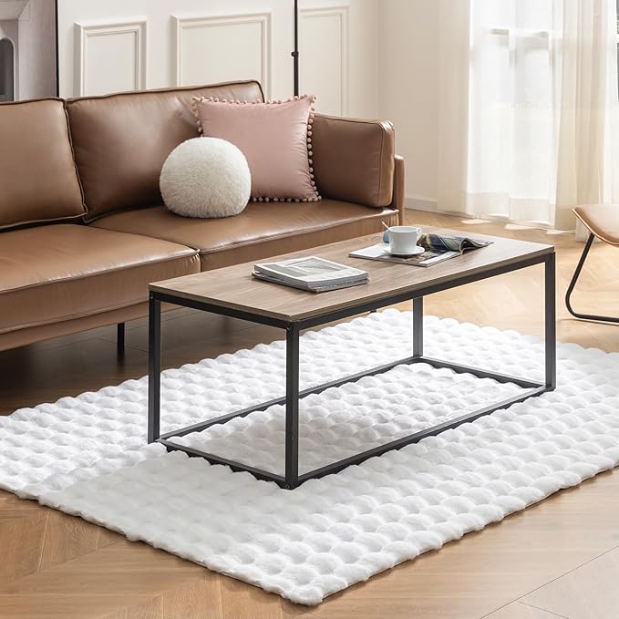 Ashler Faux Rabbit Fur Rug, White 4x6 FT Fluffy Soft Runner Area Rugs, Rectangle Fuzzy Carpet for Living Room, Bedroom, Machine Washable Shaggy Nursery - 3D Bubble Mat