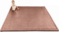 Stylish Coral Velvet Baby Play Mat for Floor 60" x 80" Brown – Soft 1" Thick High-Density Memory Foam Nursery Rug,Kids Rug with Non-Slip Backing for Crawling & Playing, Playroom Rug, Kids Carpet