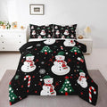 jejeloiu Kids Cute Winter Snowman Comforter Set Full Size Christmas Theme Bedding Set for Boys Girls Teens Xmas Candy Cane Snowflake Happy New Year Duvet Quilt Room Decor