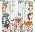 Jungle Safari Curtains, Cute Cartoon Forest Animals Pattern Blackout Window Treatments, Rod Pocket Thermal Insulated Drapes 2 Panel Sets for Children Boys Bedroom Nursery Classroom, 84" W X 84" L
