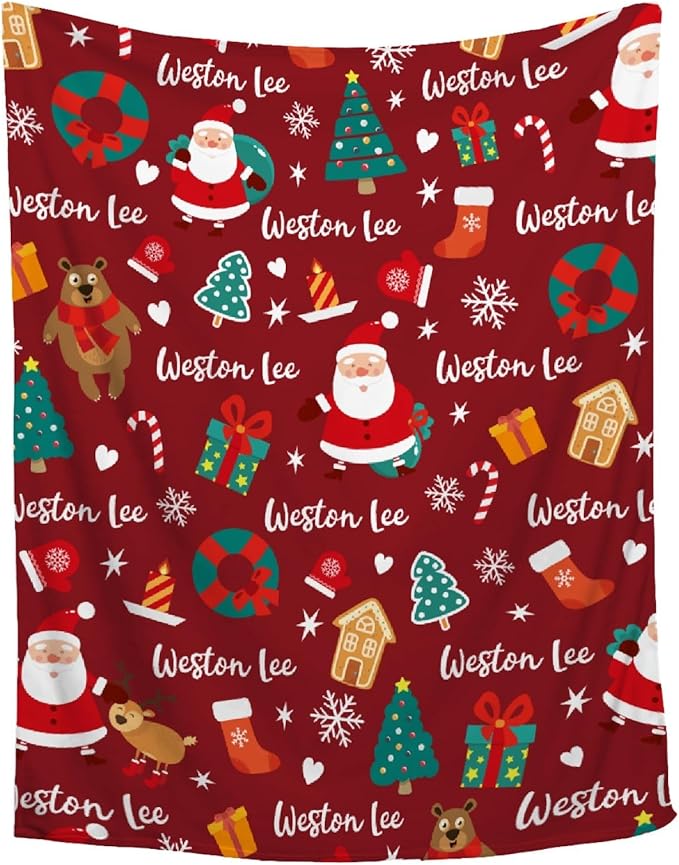 Custom Christmas Blanket | Personalized Blanket for Boys Girls | Plush Cozy Customized Name Blanket | Personalized Gifts Name Blanket for Birthday Christmas | 60"x80"-Adults/Twin Size