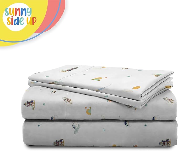 Sunny Side Up Kids Sheet Set with Fitted, Flat Sheets & Pillow Cover - Ultra-Soft Bedding with Pillowcase for Room Decor, White - The Mandalorian, 4 Piece Full