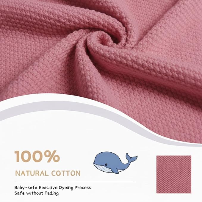 Cotton Baby Blanket with Ruffle Edge Soft Breathable Newborn Blanket for Boys & Girls, Lightweight Knit Throw for Crib, Stroller & Nursery Multiple Colors Available Red 30x40