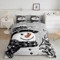 Feelyou Kids Christmas Theme Decorations Bedding Set Xmas Snowman Comforter Set for Boys Girls Snowflake Kawaii Cute Comforter Grey Quilt Set Bedroom Collection Toddler Size
