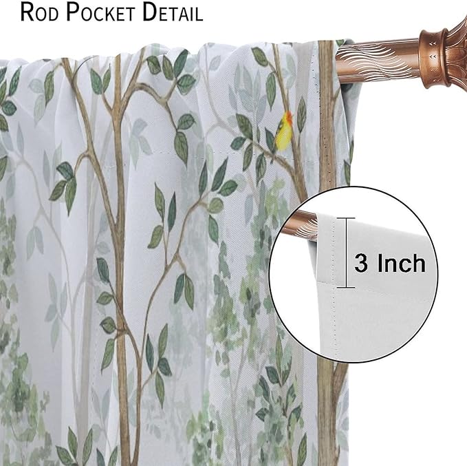 Kids Animal Curtains, Watercolor Natural Forest Animal Hedgehog Fox Butterfly Rabbits Forest Print Curtain Boys and Girl Bedrooms 42x45 Inch