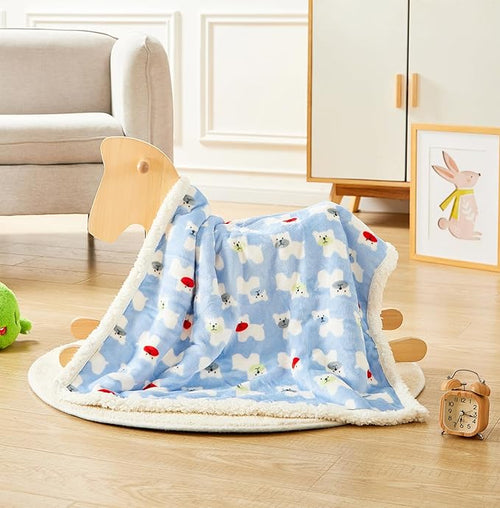 30" x 40" Newborn Blanket Soft Cozy Toddler Lightweight Fuzzy Fluffy Warm Plush Baby Blankets for Infant Toddler Unisex Crib Cot Stroller Unisex (Blue Bear)
