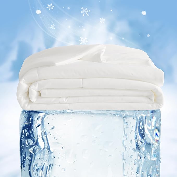 NTBAY Cooling Blanket King, 104x90 Inches - Lightweight Summer Bed Blanket for Hot Sleepers, Japanese Double-Sided Q-Max 0.45 Cooling Fabric, White