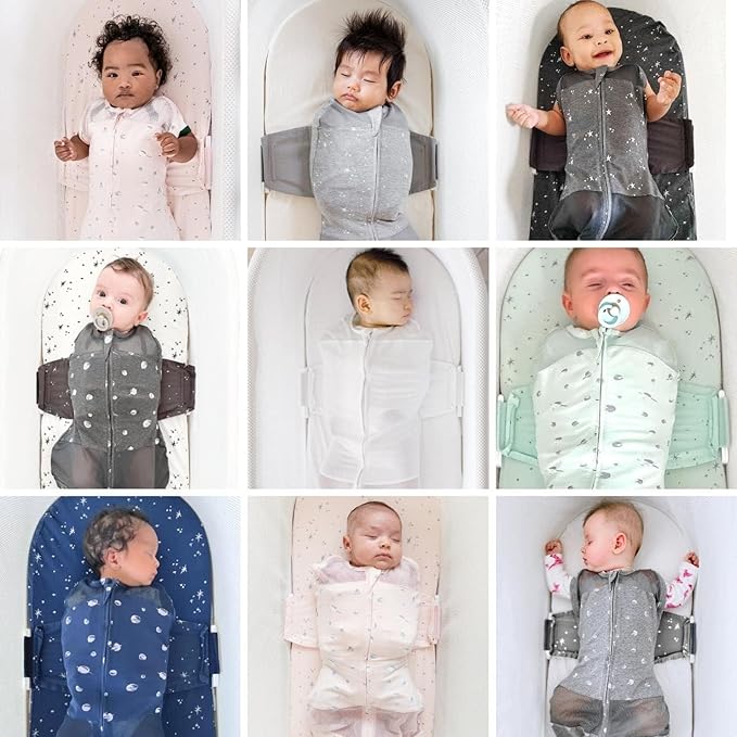 Happiest Baby SNOO Sleep Sack - 100% Organic Cotton Baby Swaddle Blanket - Doctor Designed Promotes Healthy Hip Development (Ivory Planets Black Wings, X-Large)