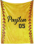 Personalized Softball Kids Blanket with Naumber and Name - Custom Sport Bed Blankets Gift for 0-3 Months Baby Essential - Super Warm and Comfortable 50x60inch