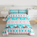 Feelyou Merry Christmas Tree Bedding Set Soft for Boys Girls, Cute Snowman Comforter Set Full Size Santa Claus Duvet Quilt Microfiber Cartoon Bowknot Bedroom Decor 3 Pcs with 2 Pillow Cases