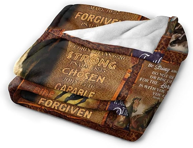 Horse Blanket Throws Christian Gifts for Girls Women Kids Adults - Soft Warm Cozy Fleece Blanket for Couch Sofa Bed 50"x40"