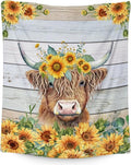 Highland Cow Blanket for Adults, 80x60 Inches Aesthetic Yellow Sunflower Throw Blanket Decor for Bed Couch Sofa