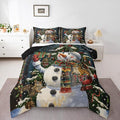 Feelyou Christmas Kids Comforter Set Toddler Size Snowman Squirrel Bedding Set Snowflake Gift Duvet Quilt for Kids Boys Girls Bedroom Branch Berry Decor Microfiber Ultra Soft Breathable