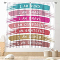 Rainbow Curtains for Classroom, Kids Girls Baby Boho Cute Inspirational Motivational Quotes Cartoon Colorful Pastel Nursery Classroom Bedroom Living Room Bathroom Window Drapes 2 Panels, 84"x84" Inch