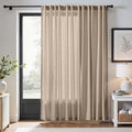 jinchan Taupe Linen Blend Curtain 84 inch Length 1 Panel for Sliding Door, Light Filtering 100 inch Extra Wide Living Room Drape with Rod Pocket Back Tab(100W x 84L, Taupe)