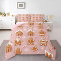 Feelyou Christmas Comforter Set All Season Gingerbread Man Bedding Set with 2 Pillow Cases Santa Microfiber Kids Queen Bedclothes Snowflake Bedroom Decor Duvet Quilt Breathable Soft Lightweight