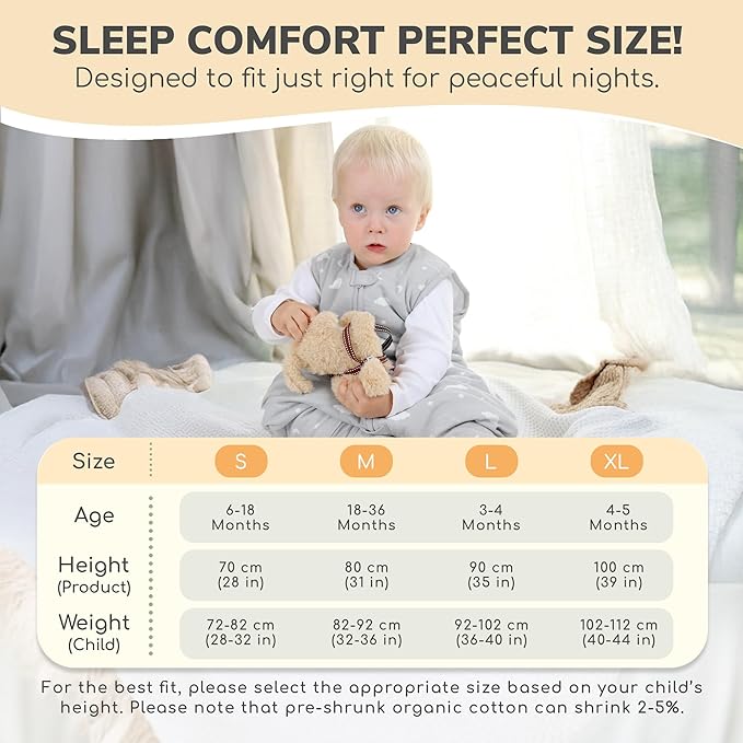 Mama Cheetah Toddler Sleep Sack with Feet 3T - 4T, 2.5 TOG Organic Cotton Baby Sleeping Bag with Legs, Baby Wearable Blankets for Walkers w/ 2-Way Zipper, Baby Sleep Sack for Girls & Boys, Large