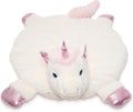 Bearington Baby Dreamer Baby Play Mat - 30 x 30 Inch White and Pink Unicorn Plush Stuffed Animal Blanket - Floor Mat Unicorn Plush Blanket