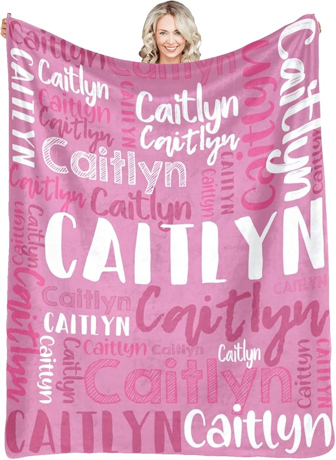 Dr.TOUGH Personalized Blankets with Name Customized Baby Blankets for Girls Boys Adults Monogrammed Blankets and Throws Christmas Birthday Mothers Fathers Valentines Day Gift (Petal Pink,50''×60'')