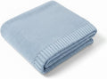 Baby Knit Blanket Soft Cotton Lightweight Newborn Blanket for Crib Stroller Toddler Nursery Shower Gift Cozy Breathable Travel Swaddle Wrap Baby Blue 30 x 40 Inches