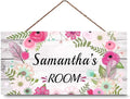 XIUXZMM Personalized Floral Name Signs for Girls Room Bedroom Door Hanging Wooden Signs Custom Baby Name with Flowers Door Hanger Baby Nursery Room Customized Kid Room Decor