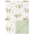 Konssy Baby Blankets for Unisex Boys Girls, Super Soft Nursery Minky Blankets with Muslin Cotton Front and Dotted Fleece Backing, Printed Bed Throws Newborn
