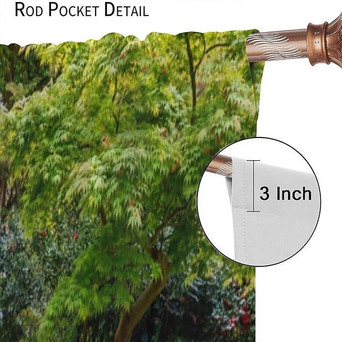 Forest Waterfall Blackout Curtains, Natural Landscape Forest Trees Waterfall Scenery PrintWindow Drapes, for Living Room Bedroom 84" W X 84" L