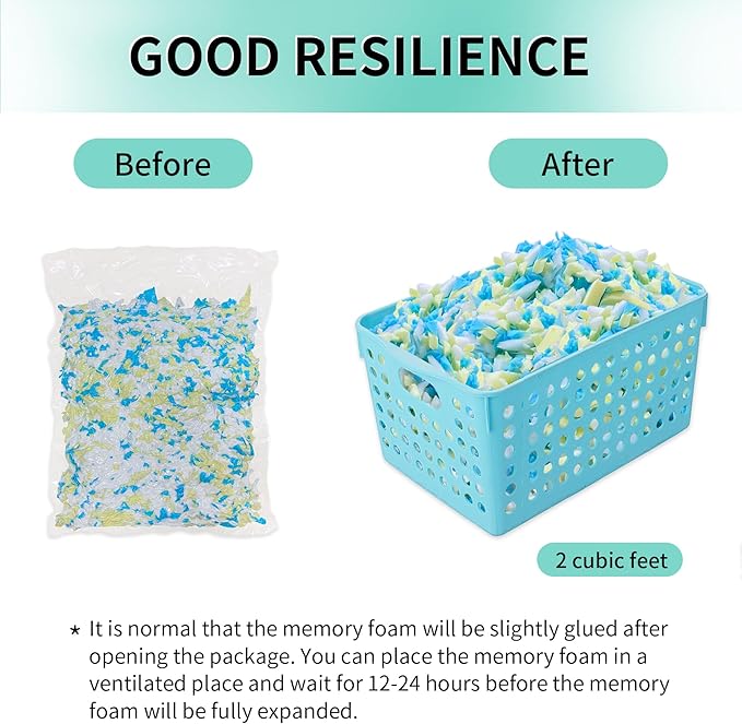 40lbs Shredded Memory Foam Bean Bag Filler, Soft and Convenient Bean Bag Filling Pillow Stuffing for Beanbag, Couch, Cushion, Stuffed Animals, Dog Bed, Arts Crafts
