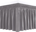 Biscaynebay Wrap Around Bed Skirts for Full & Full XL Beds 15" Drop, Silver Grey Adjustable Elastic Dust Ruffles Easy Fit Wrinkle & Fade Resistant Silky Luxurious Fabric Machine Washable