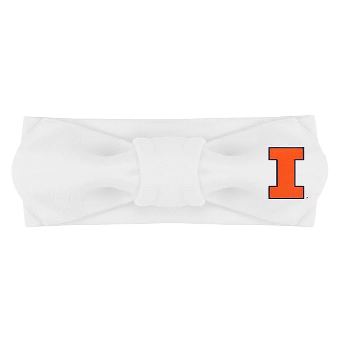 Creative Knitwear Illinois Fighting Illini Infant Girls White Solid Hair Knot Headband Embroidered Logo - Size Newborn - 4T
