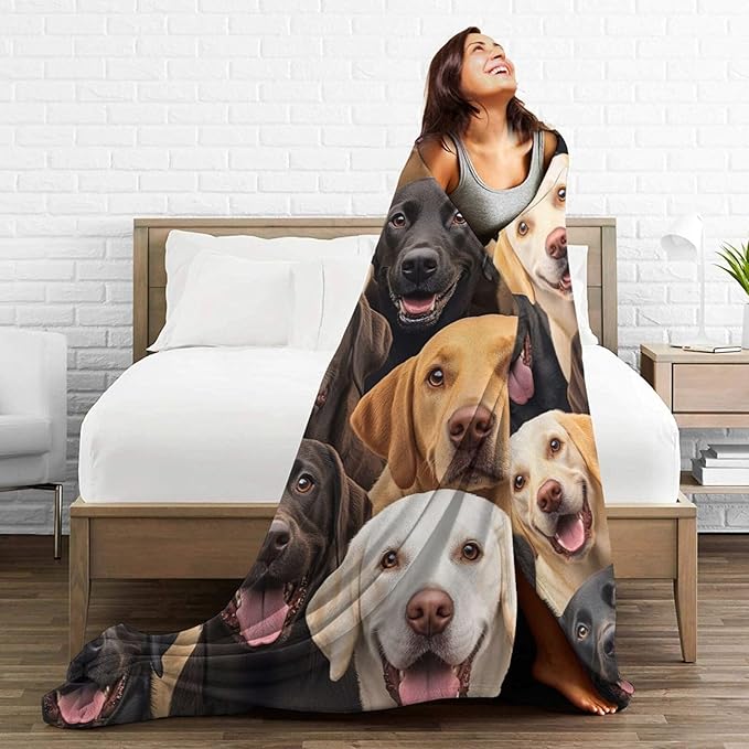 Labrador Blanket for Girls Boys Chocolate Retriever Throw Blankets Soft Cozy Warm Fuzzy Fleece Bedding Flannel Dog Throws Stuffed Animal Gifts for Labrador Lovers Kids Men Women Bedroom Decor 60"x50"