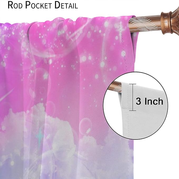 Suitable for Girls Mermaid Curtains, Rainbow Pink Purple Mermaid Tail Fish Scales Fantasy Ocean Print Curtains for Living Room Children Baby Room Nursery, 42x63 Inches