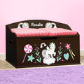 DIBSIES Personalized Creative Wonders Toy Box, Unicorns & Rainbows, 30 x 19.25 x 18 inches, Soft-Close Lid (Espresso)