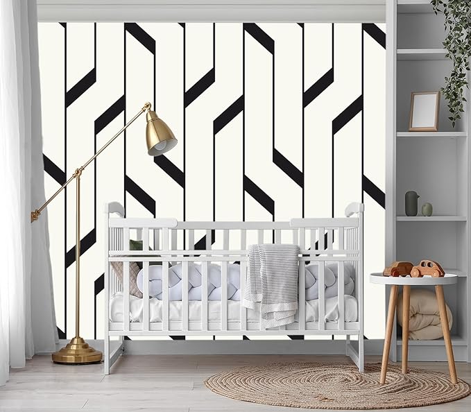 XMPMBM-Black Textured backsplash Large Decorative Geometrical Wallpaper Bedroom Bathroom Wall Mural- W 132" X H 92"（93 Square Foot）