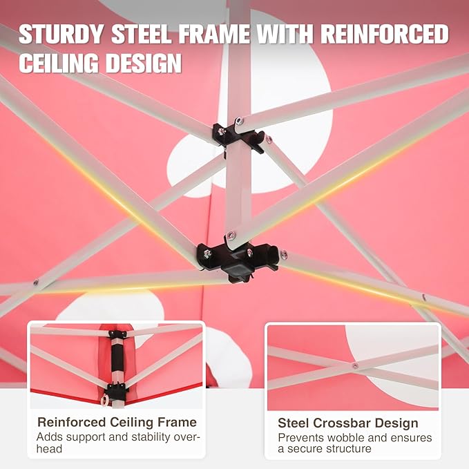 EAGLE PEAK 5x5 Pop Up Canopy Tent Instant Outdoor Canopy Easy Set-up Straight Leg Folding Shelter, Red Mushroom