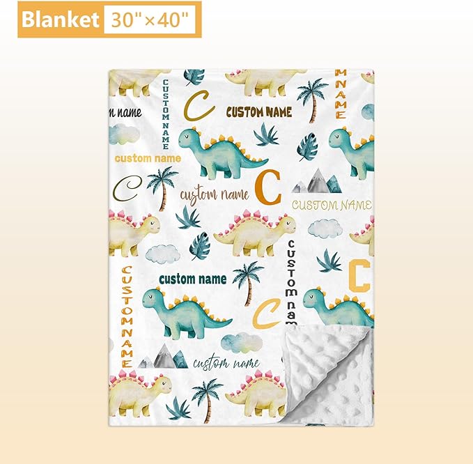 Personalized Baby Crib Set, 5 Pcs Baby Boy Crib Bedding Set, Custom Name Dinosaur Baby Crib Bedding Set Neutral, Double Layer Flannel Nursery Bedding Set, Customized Gifts for Toddler Infant