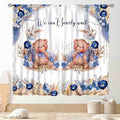 Bear Curtains for Kids Room, Baby Boys Girls Cute Lovely Bear Watercolor Floral Blue Window Drapery Treatments for Living Room Bedroom Nursey Toddler Classroom 2 Panels, 63"x63" Inch