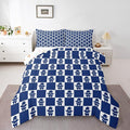 Feelyou Christmas Comforter Set Queen Size Checkered Bedding Set for Kids Boys Girls Santa Claus Duvet Quilt Xmas Decorations Bedroom Decor Blue Microfiber 3 Pcs with 2 Pillow Cases