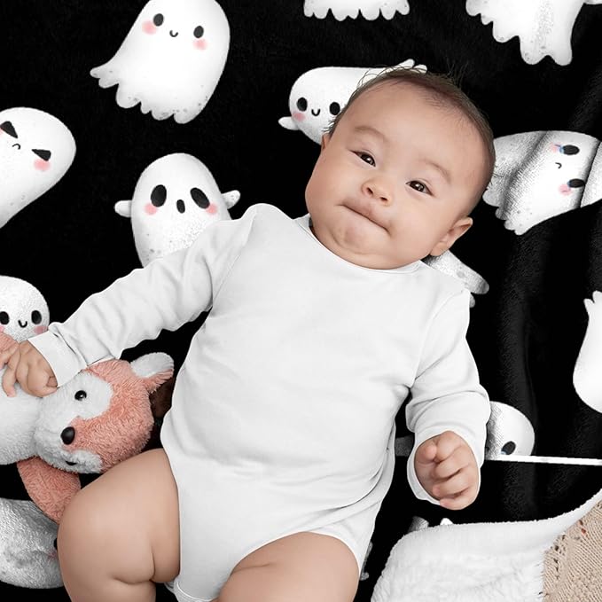 Custom Halloween Ghost Blanket | Personalized for Boys Girls | Plush Cozy Name Blanket | Halloween Decor Gifts | 60"x80"-Adults/Twin Size