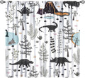 Funny Dinosaur Curtains Cute Dino Cartoon Animals Abstract Aesthetics Art Print for Kids Girls Boys Bedroom Living Room Rod Pocket Decoration Window Drapes 2 Panels W21xL45in