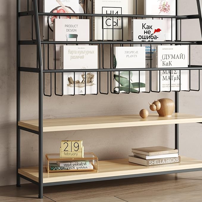 Kids Bookshelf and Toy Storage Organizer,6 Tier Childrens Bookcase,Magazine Rack Floor,Book Shelf for Kids Rooms Classroom Nursery Living Room Office (Black, L:31.5")