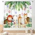 Jungle Safari Animals Curtains, Cartoon Animals Lion Giraffe Elephant Woodland Tropical Leaf Green Window Drapery for Kids Boys Girls Baby Living Room Bedroom Nursery 2 Panels, 63"x72" Inch