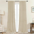 StangH Beige Curtains 90 inches Long Soft Velvet Light Dimming Privacy Drapes for Nursery Bedroom, Back Tab Thermal Insulated Sliding Door Panels, W42 x L90, 2 Panels