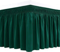 Biscaynebay Wrap Around Bed Skirts for Queen Beds 15" Drop, Christmas Hunter Green Adjustable Elastic Dust Ruffles Easy Fit Wrinkle & Fade Resistant Silky Luxurious Fabric Machine Washable